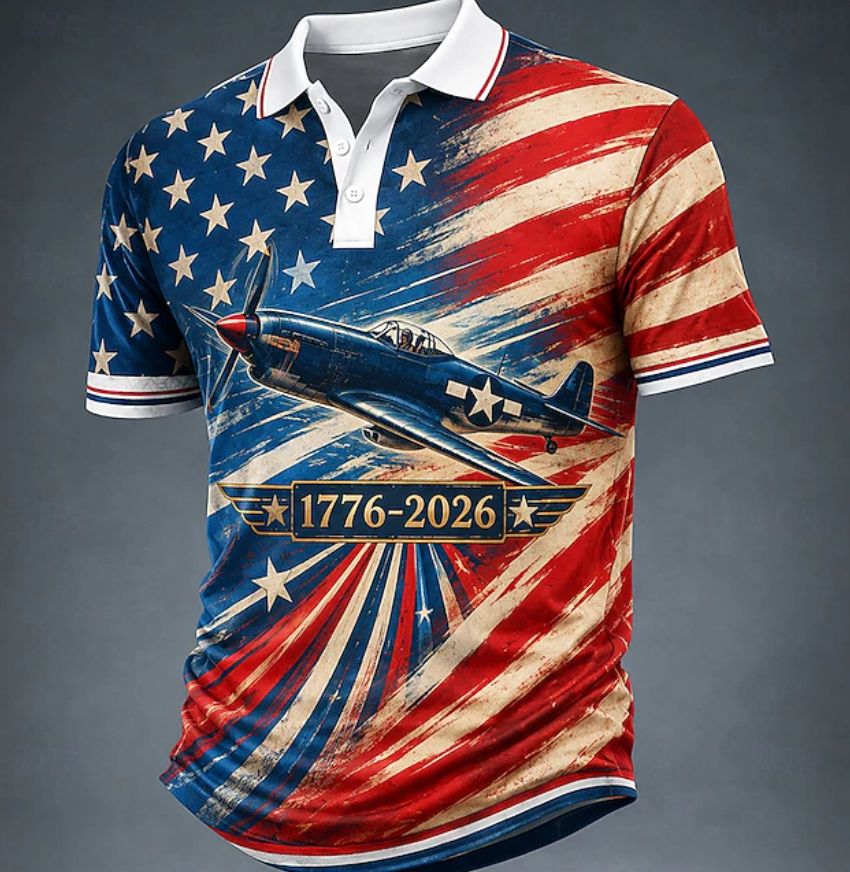 4th of July 2026 250th Men's American US Flag Polo Shirts Short Sleeve Polo Shirts