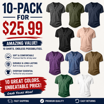 Men’s Vintage Acid-Wash Henley T-Shirt