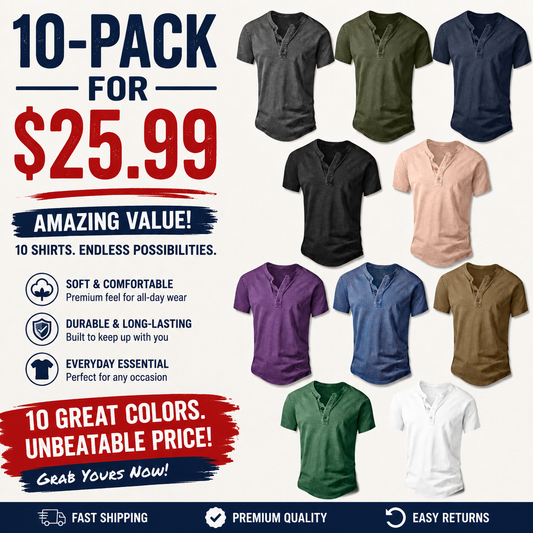 Men’s Vintage Acid-Wash Henley T-Shirt