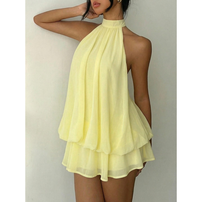 Women's Summer Halter Tie Back Mini Dress