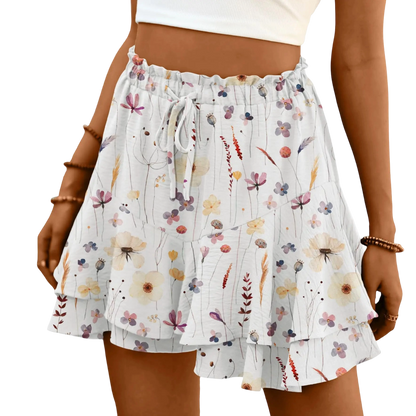 Flowy Shorts for Women Boho Ruffle Tiered Butterfly Skorts