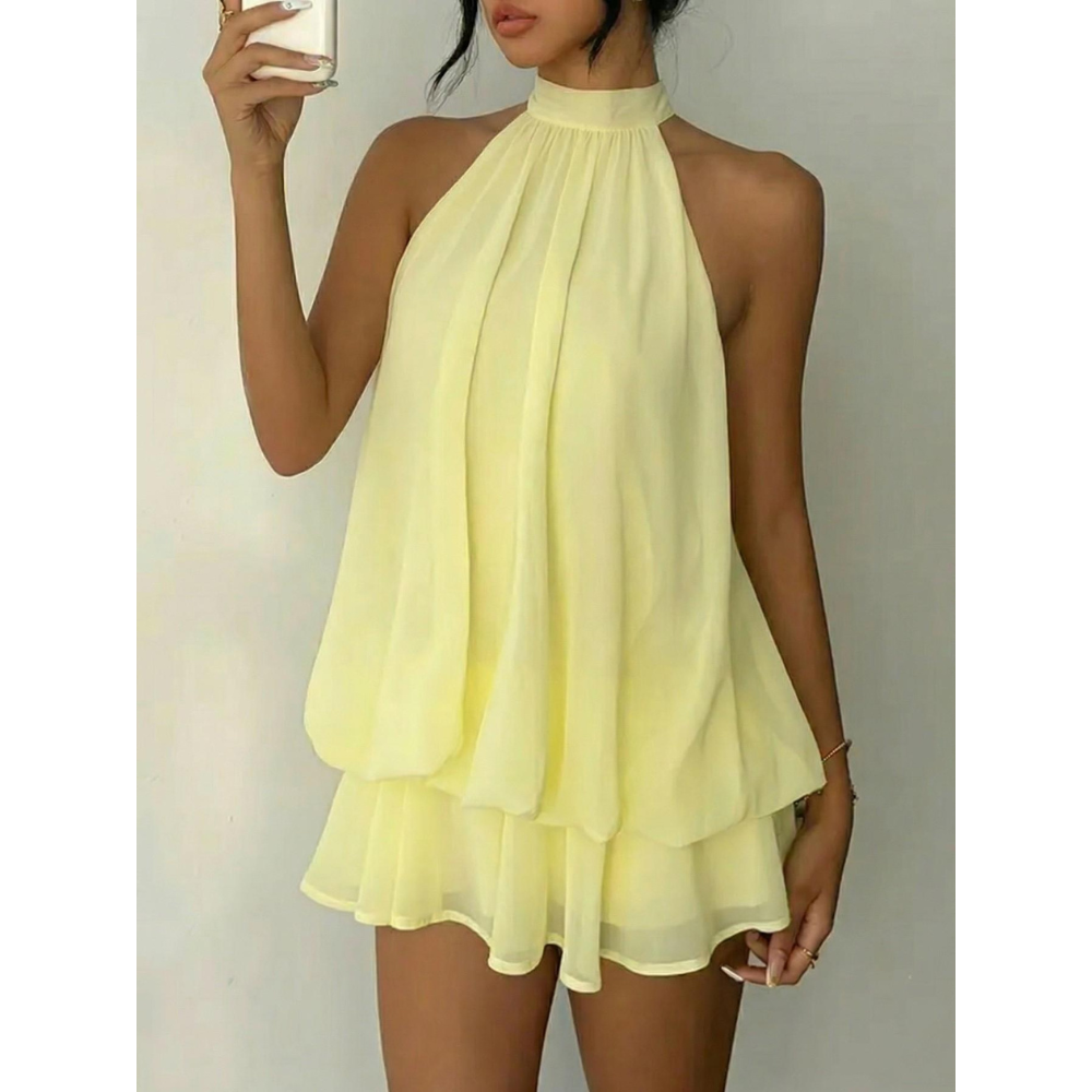 Women's Summer Halter Tie Back Mini Dress