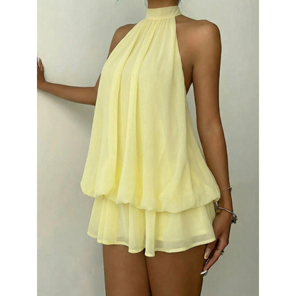 Women's Summer Halter Tie Back Mini Dress