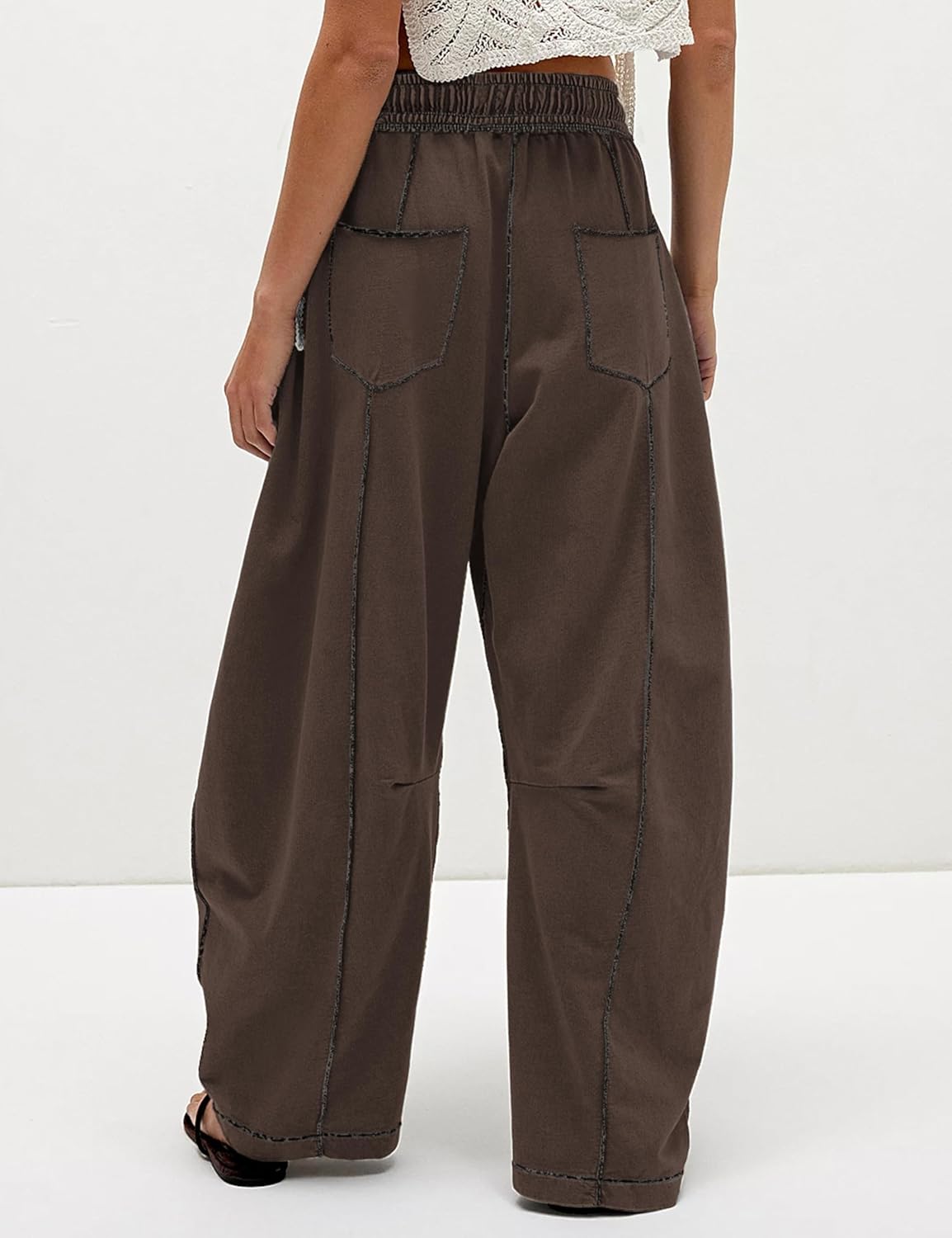 🔥Today's Specials-Women's Barrel Sweatpants - Baggy Wide Leg with Pockets & Drawstring