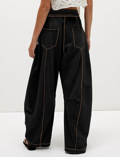 🔥Today's Specials-Women's Barrel Sweatpants - Baggy Wide Leg with Pockets & Drawstring