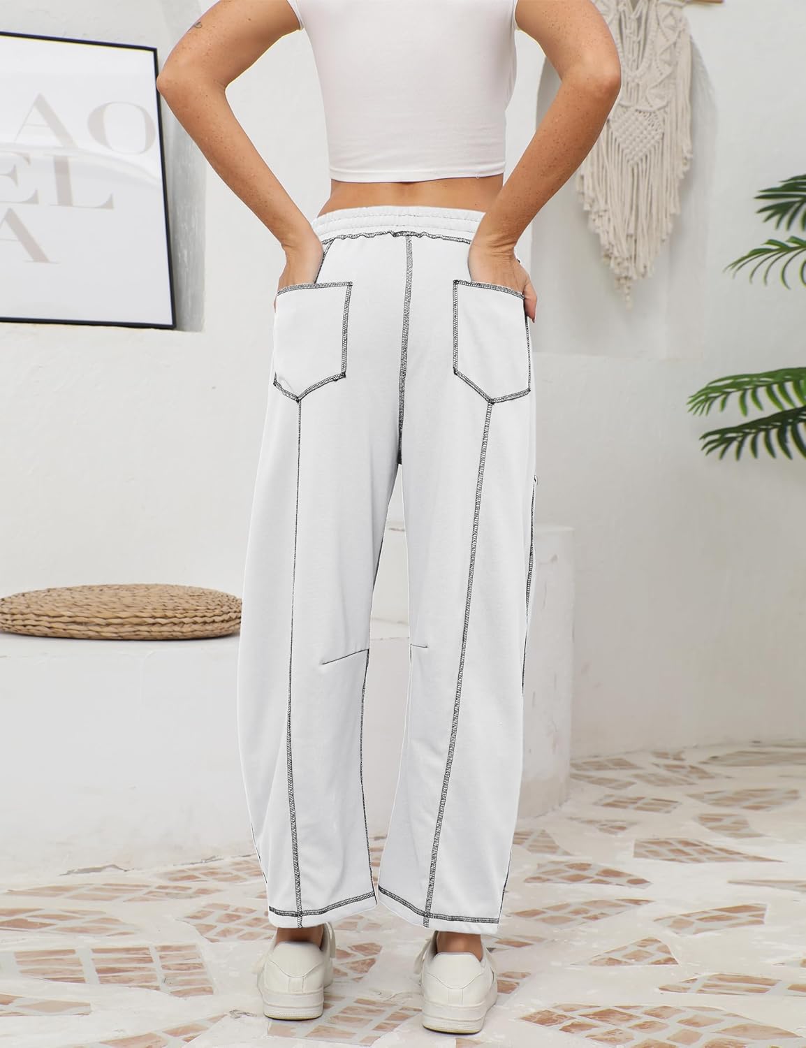 🔥Today's Specials-Women's Barrel Sweatpants - Baggy Wide Leg with Pockets & Drawstring