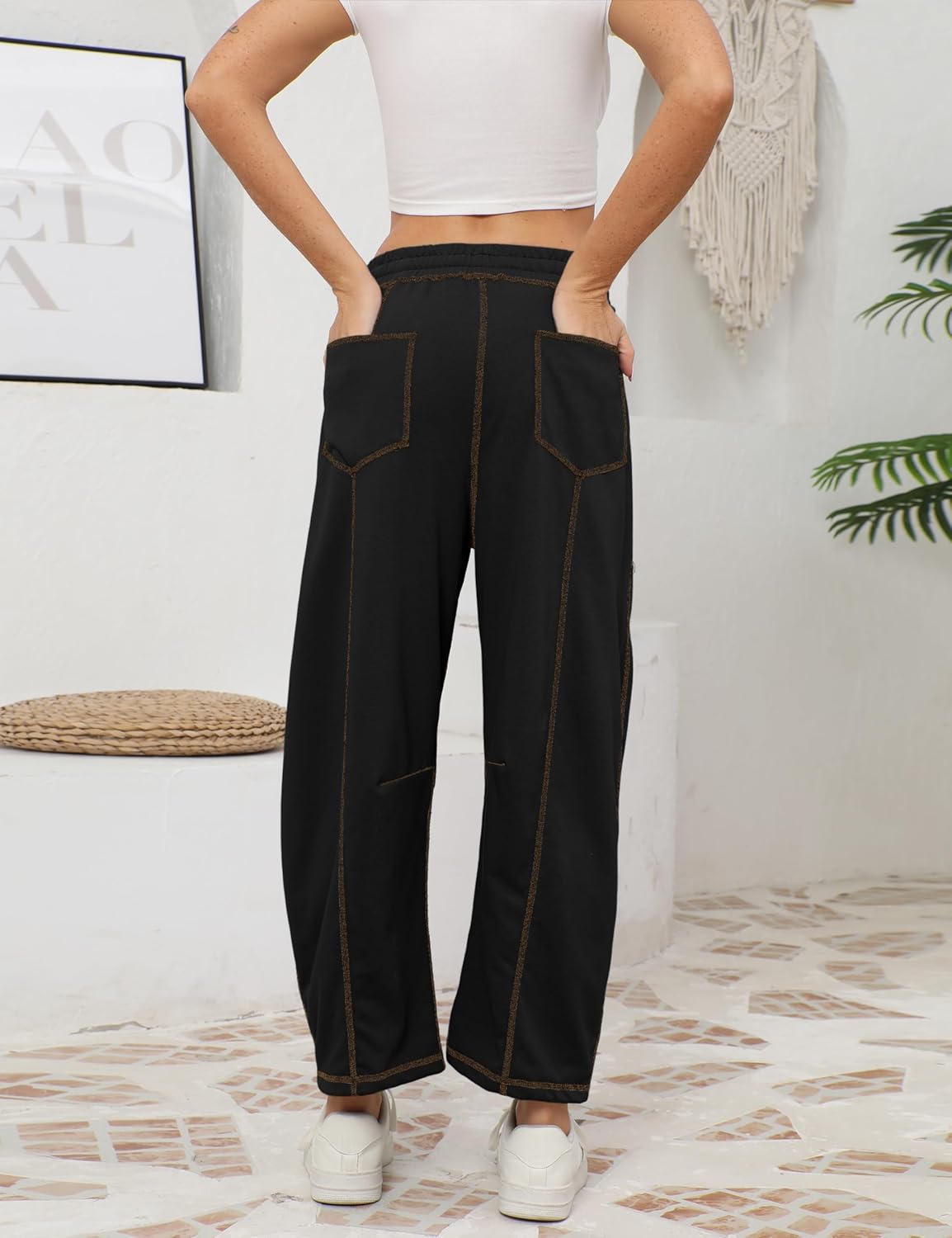 🔥Today's Specials-Women's Barrel Sweatpants - Baggy Wide Leg with Pockets & Drawstring