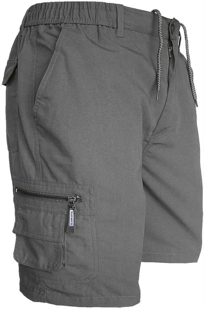 Mens Cargo Shorts Combat Multi Pocket Elasticated Waist Plain Lightweight Shorts