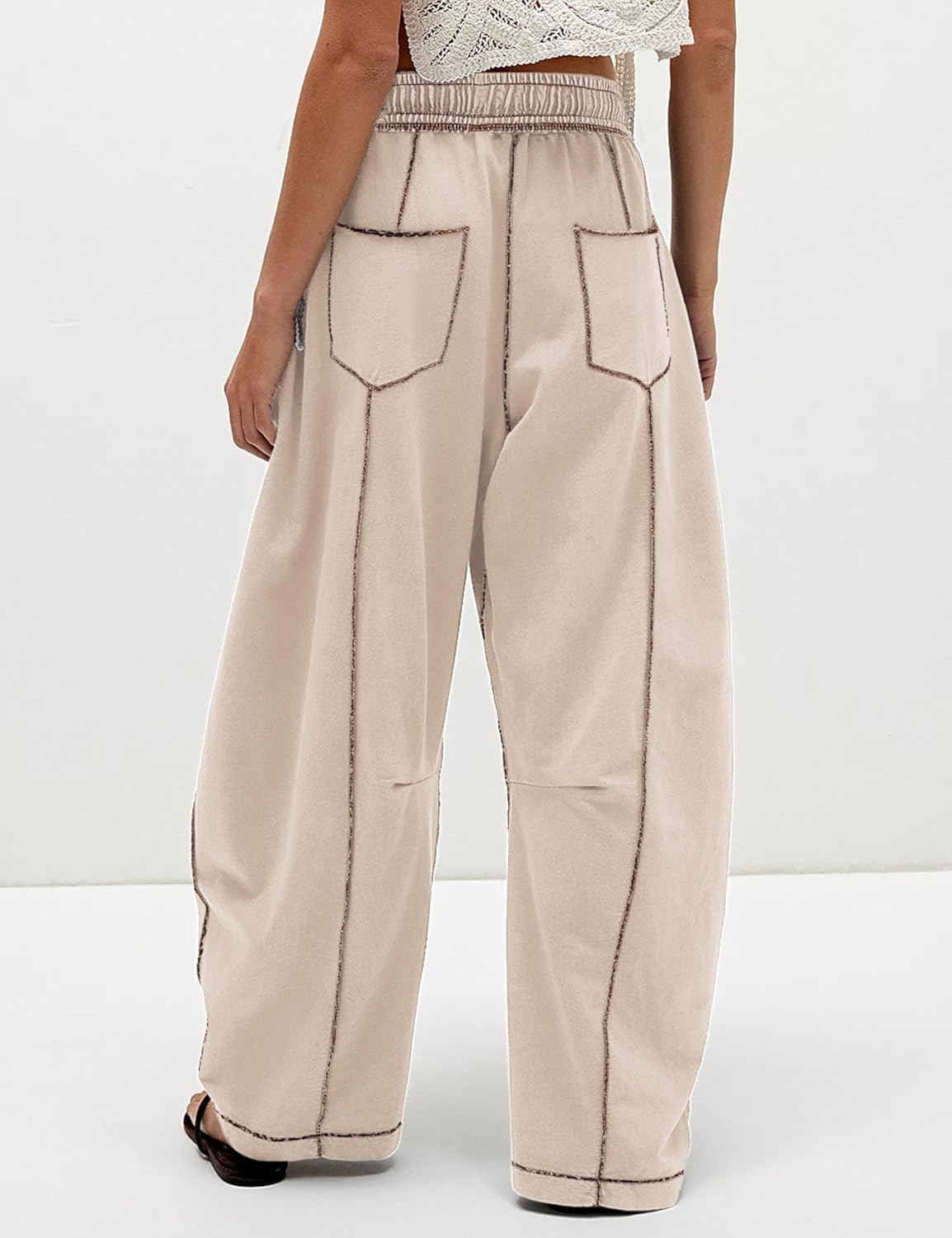 🔥Today's Specials-Women's Barrel Sweatpants - Baggy Wide Leg with Pockets & Drawstring