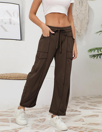 🔥Today's Specials-Women's Barrel Sweatpants - Baggy Wide Leg with Pockets & Drawstring