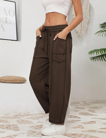 🔥Today's Specials-Women's Barrel Sweatpants - Baggy Wide Leg with Pockets & Drawstring
