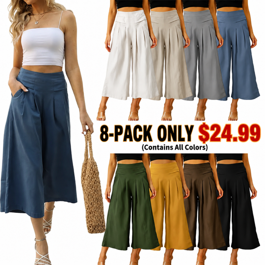 Women's Cotton Linen Culottes Pants