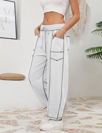 🔥Today's Specials-Women's Barrel Sweatpants - Baggy Wide Leg with Pockets & Drawstring