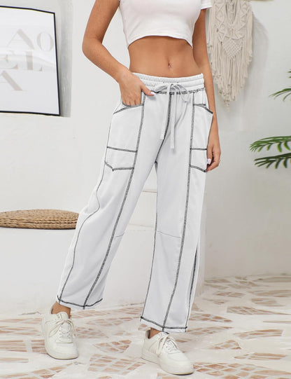 🔥Today's Specials-Women's Barrel Sweatpants - Baggy Wide Leg with Pockets & Drawstring