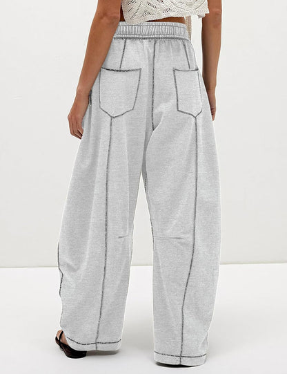 🔥Today's Specials-Women's Barrel Sweatpants - Baggy Wide Leg with Pockets & Drawstring