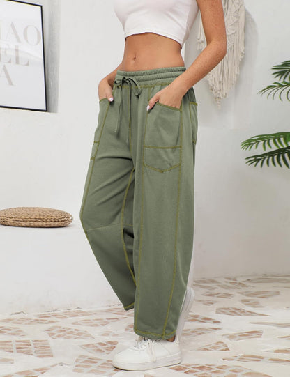 🔥Today's Specials-Women's Barrel Sweatpants - Baggy Wide Leg with Pockets & Drawstring