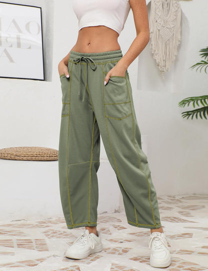 🔥Today's Specials-Women's Barrel Sweatpants - Baggy Wide Leg with Pockets & Drawstring