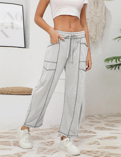🔥Today's Specials-Women's Barrel Sweatpants - Baggy Wide Leg with Pockets & Drawstring