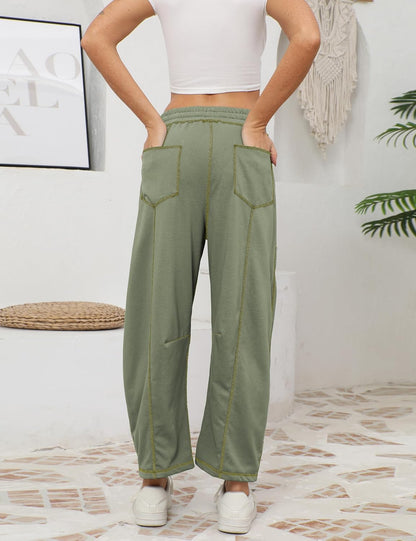 🔥Today's Specials-Women's Barrel Sweatpants - Baggy Wide Leg with Pockets & Drawstring