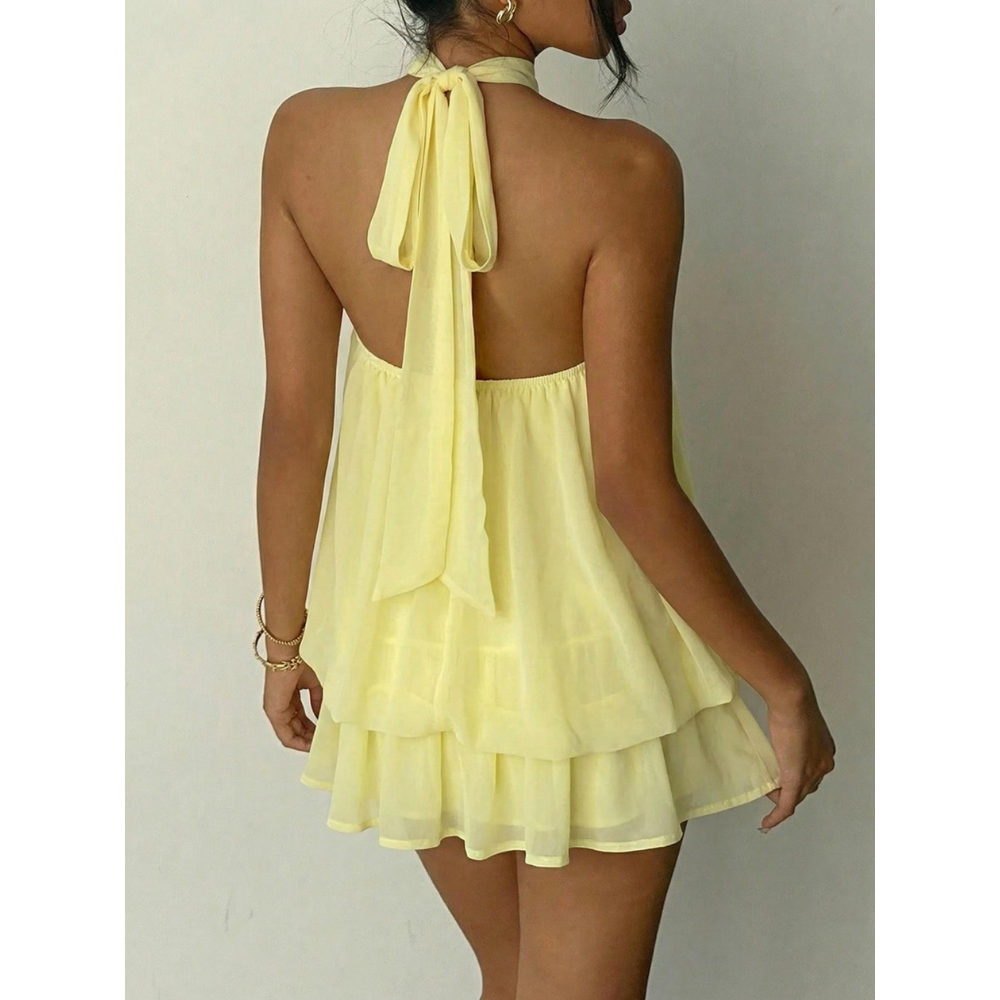 Women's Summer Halter Tie Back Mini Dress