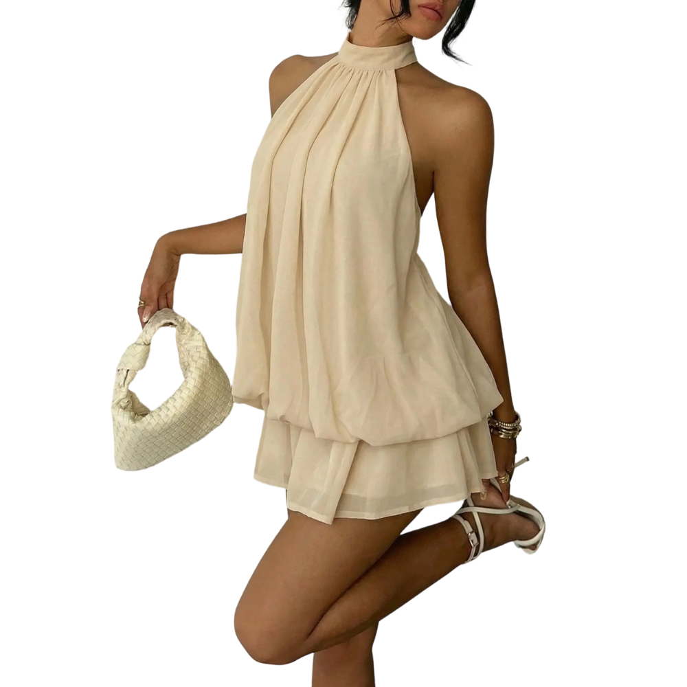 Women's Summer Halter Tie Back Mini Dress