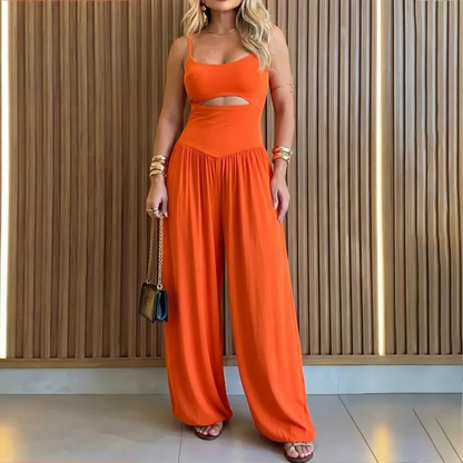 Women’s Backless Cut-Out Cami Jumpsuit with Pockets