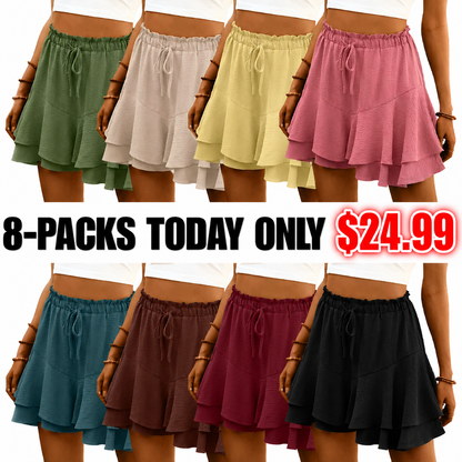 Flowy Shorts for Women Boho Ruffle Tiered Butterfly Skorts