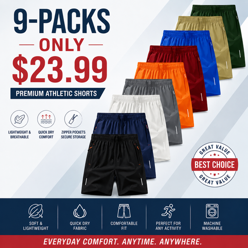 🔥9 Pack- Men's Quick Drying Breathable Shorts