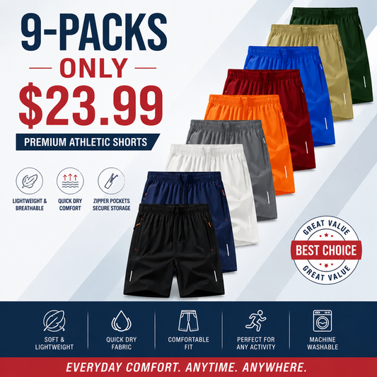 🔥9 Pack- Men's Quick Drying Breathable Shorts