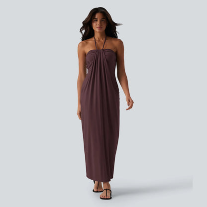 Halter Tie Back Maxi Dress with Pockets