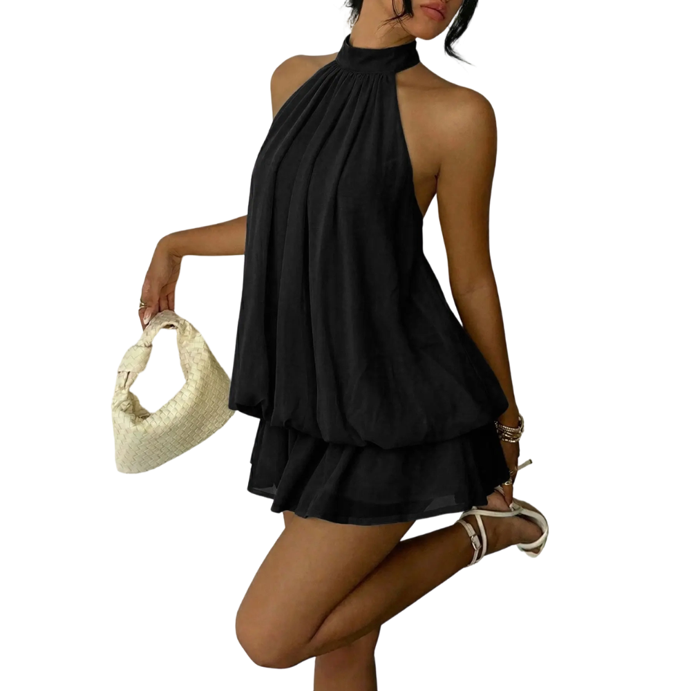 Women's Summer Halter Tie Back Mini Dress