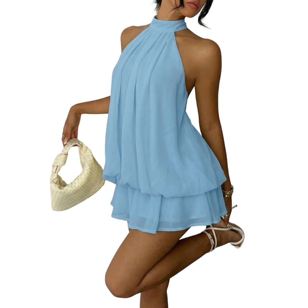 Women's Summer Halter Tie Back Mini Dress